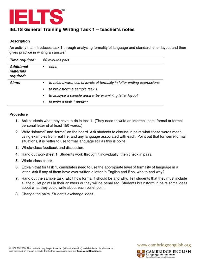 Ielts General Training Writing Task 1 PDF | PDF | International English ...