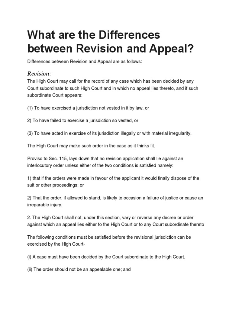 What Are The Differences Between Revision and Appeal PDF Appeal