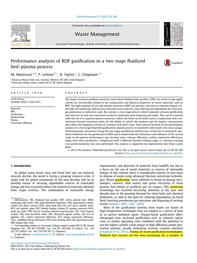 RDF Gasification Performance Analysis | PDF | Gasification | Fuels