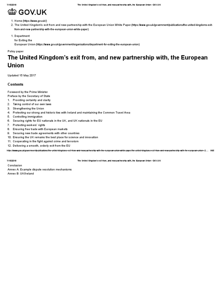 The United Kingdom S Exit From And New Partnership With The European