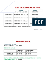 Cronograma de Matriculas 2019