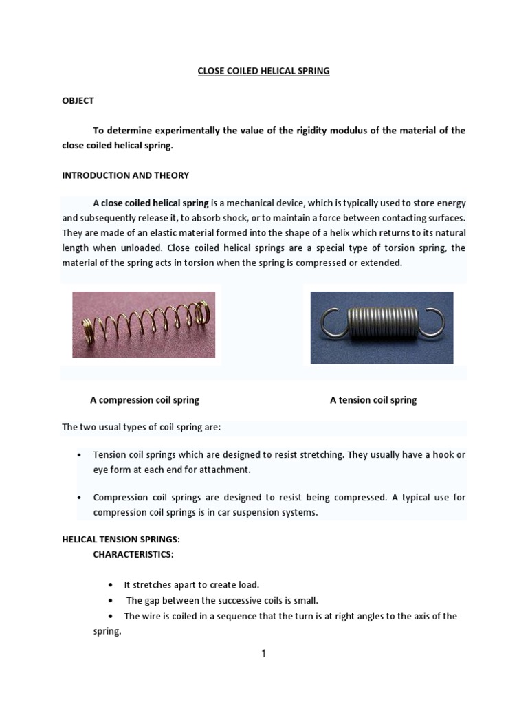 Close Coiled Helical Spring Download Free PDF Helix Stress