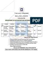 Department of Accounting and Information Systems: BBA-2 Year 1 Semester Class Routine
