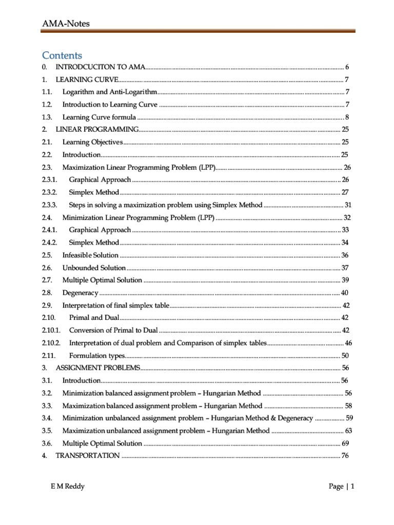 AMA Notes on Learning & Linear Programming | PDF | Linear Programming ...