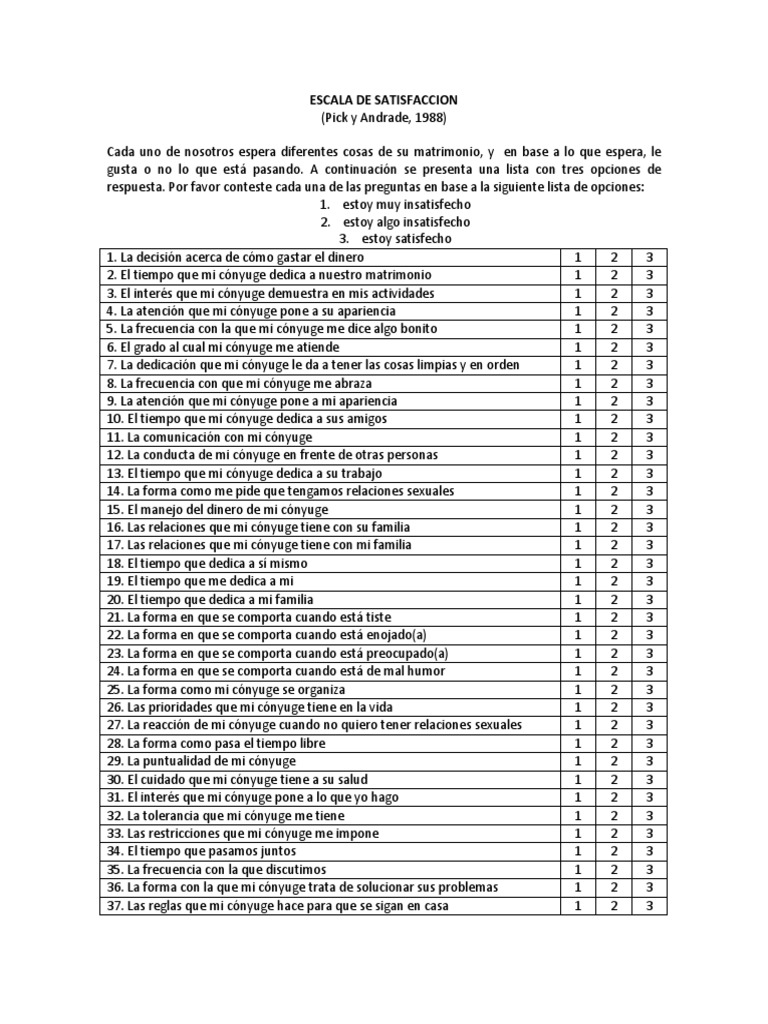 Escala de Satisfaccion Marital | PDF