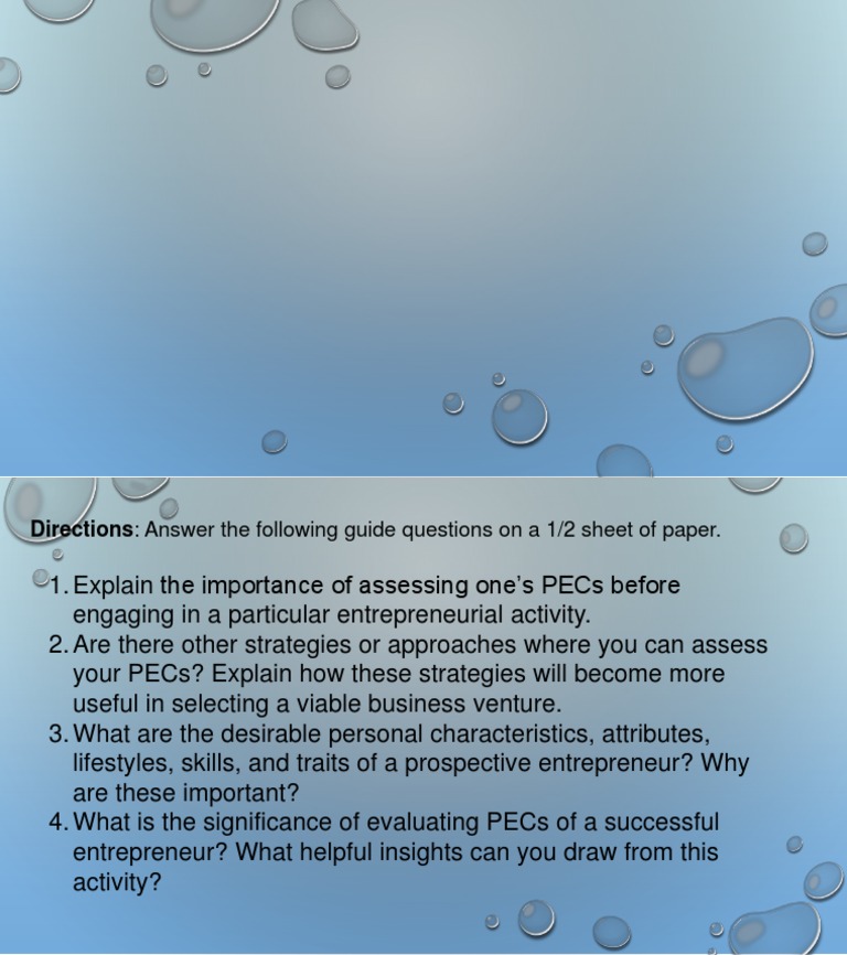 Importance of Assessing PECs in Entrepreneurship | PDF