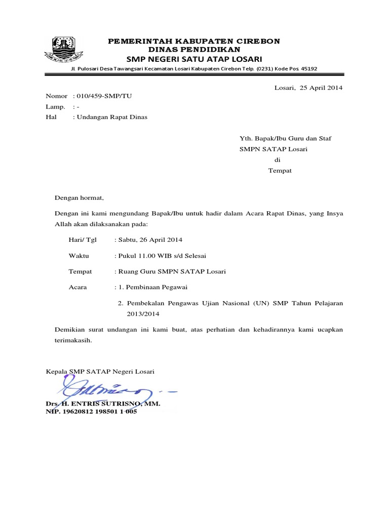 7200 Contoh Undangan Rapat Guru Smp Terbaru