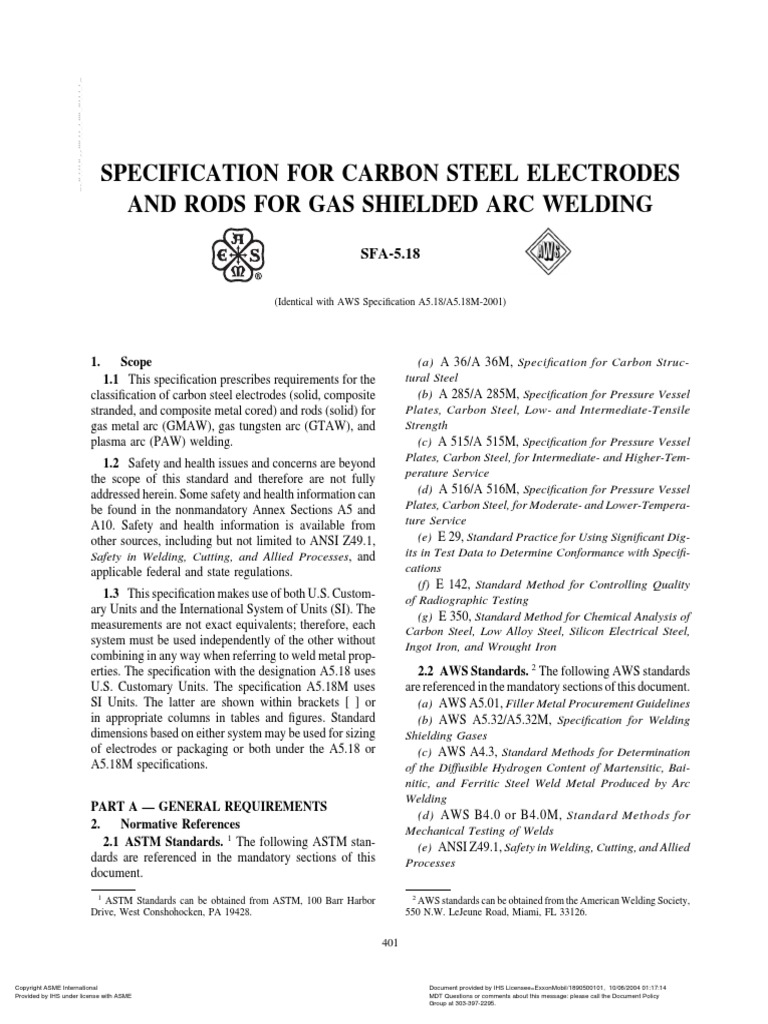 Sfa5 18 PDF Welding Construction