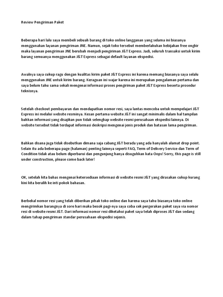 Review Pengiriman Paket Docx