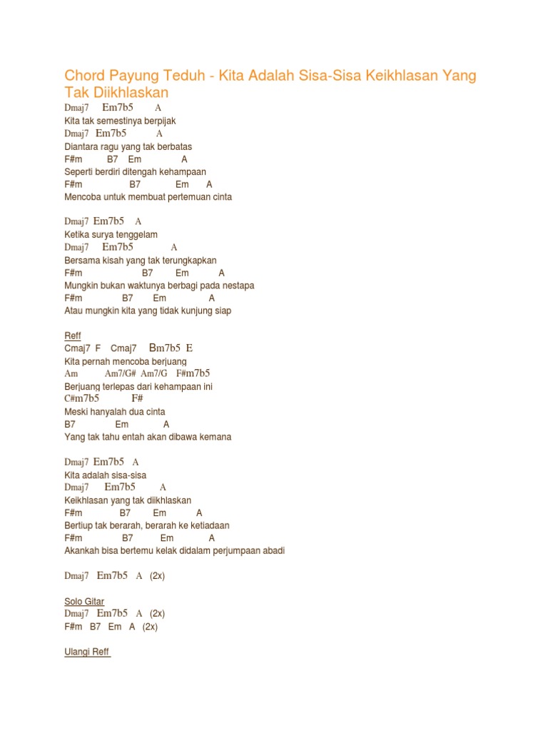 Chord dan Lirik "Kita Adalah Sisa" | PDF