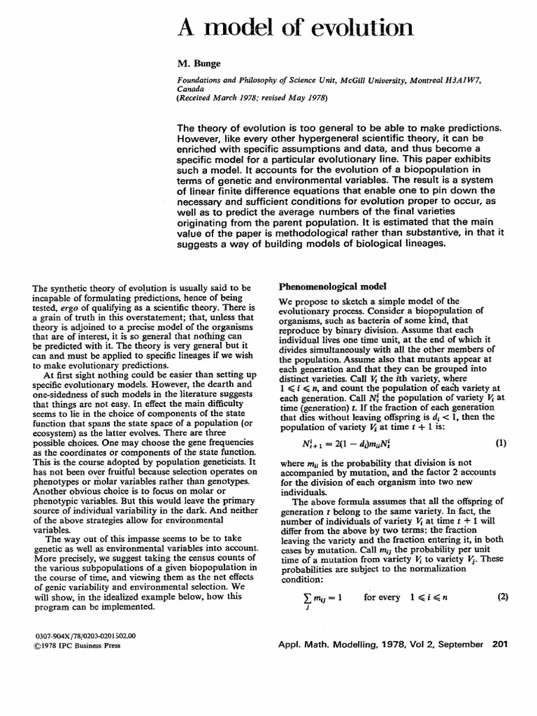 A Model of Evolution | PDF | Evolution | Mutation