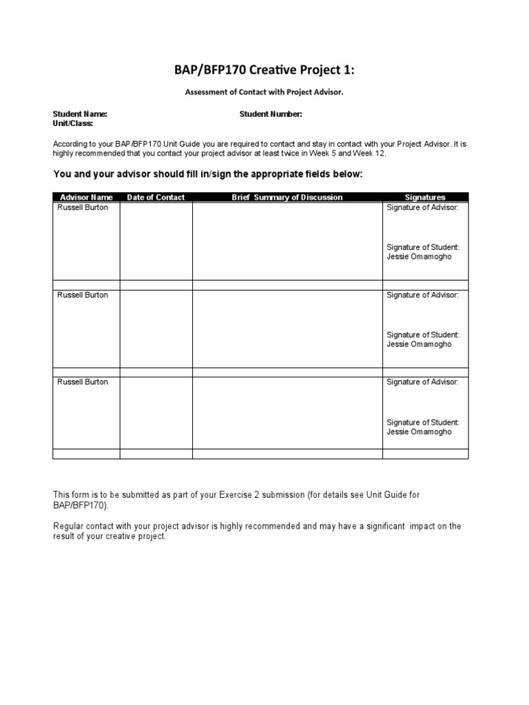 Advisor Form | PDF