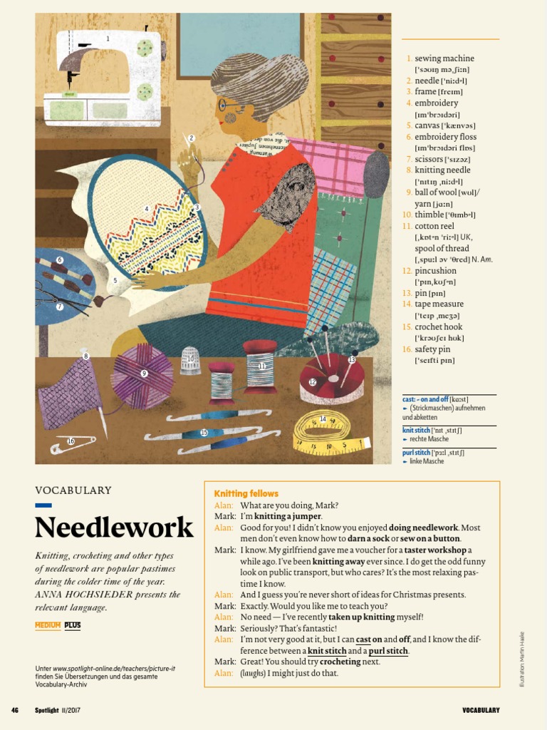 Knitting and Needlework Vocabulary | PDF | Knitting | Quilting