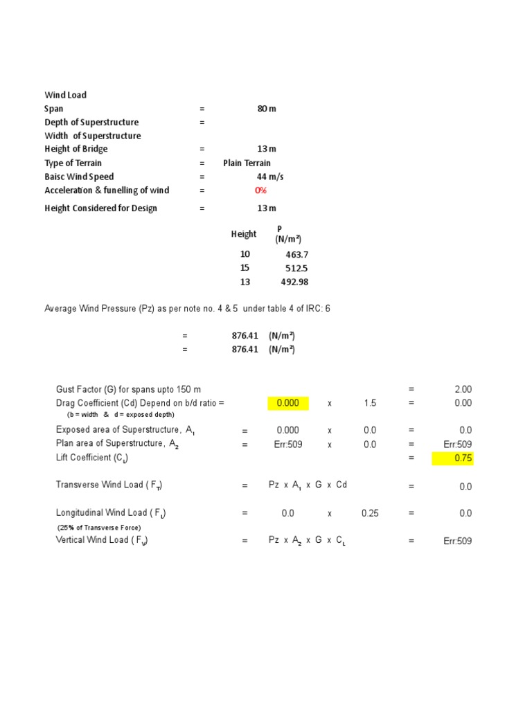 Wind Load Calculation Wound Wind Speed