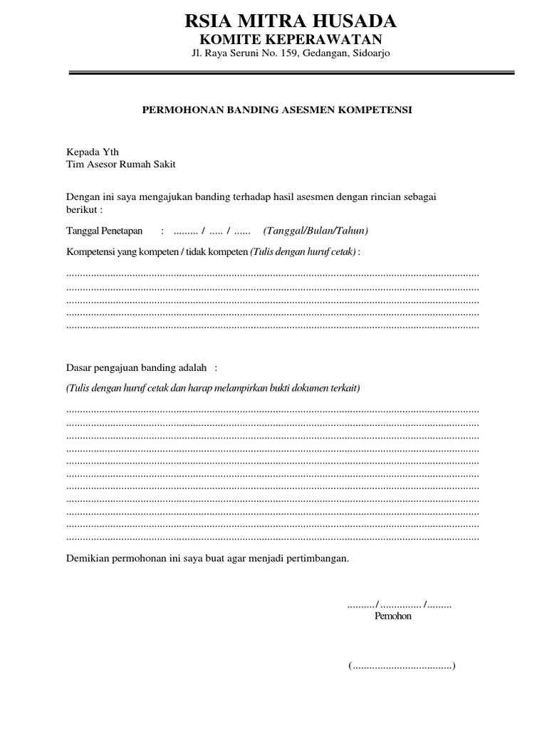 Format Ak.1 Permohonan Asesmen | PDF