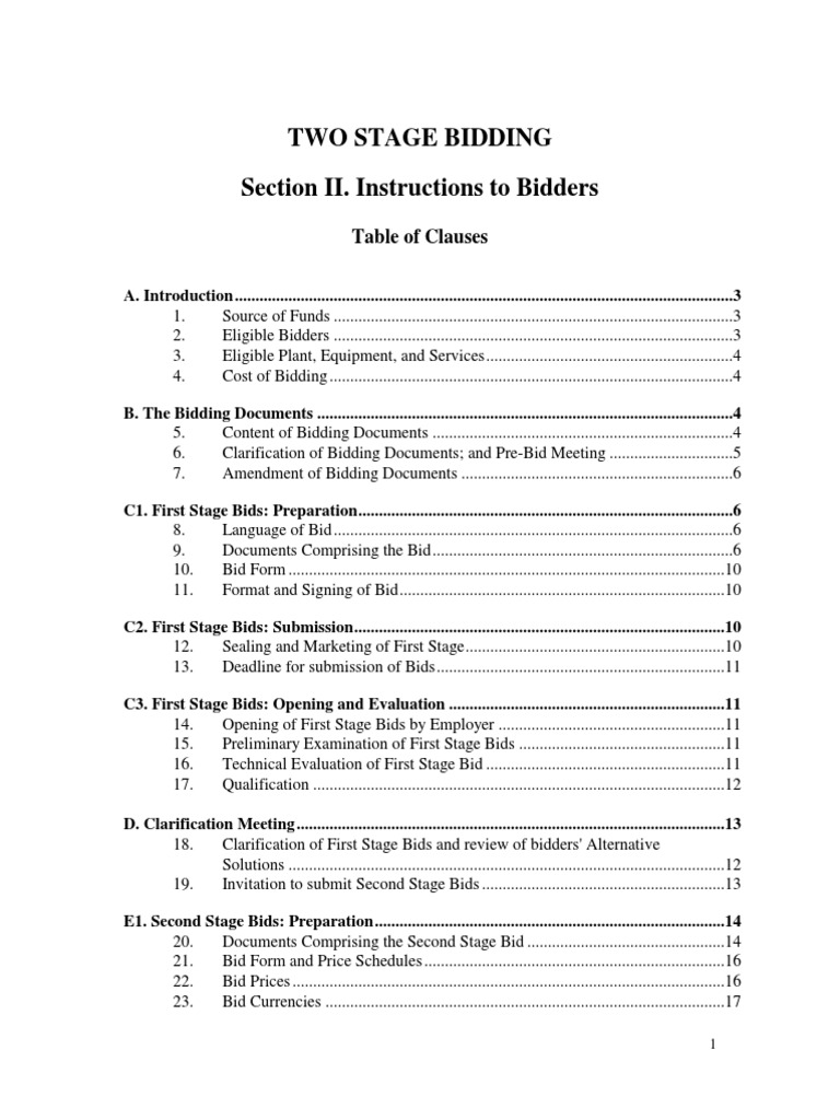 Two Stage Bidding Instructions Guide | PDF | Specification (Technical ...
