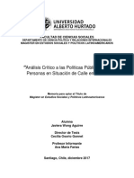 Analisis Critico de Las Politicas Publicas para Personas en Situacion de Calle