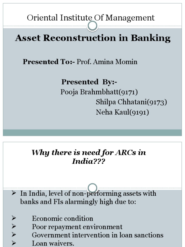 15 - Asset Reconstruction in Banking | PDF | Banks | Loans
