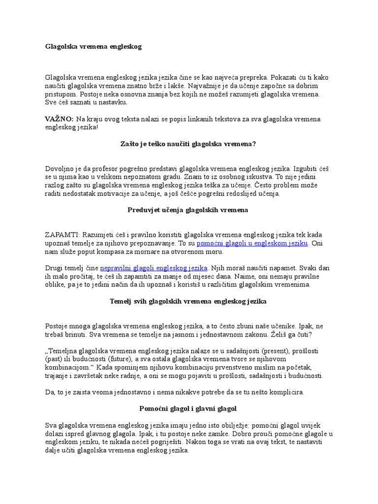Glagolska Vremena Engleskog | PDF
