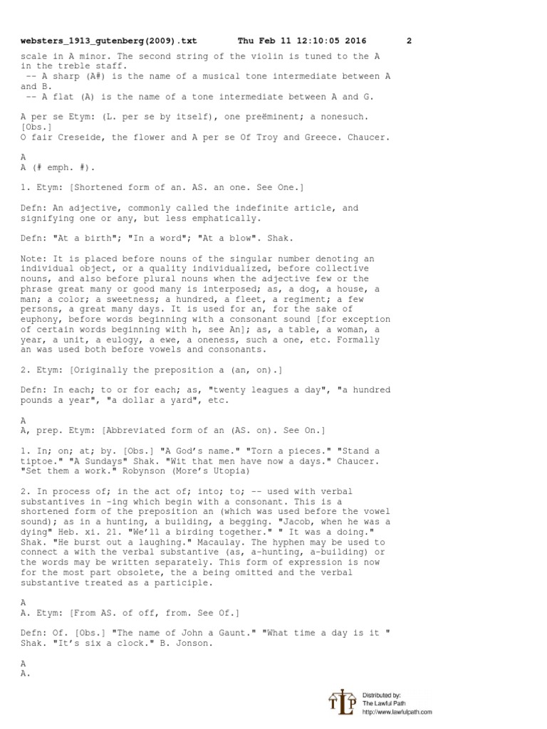 1913 Webster's Dictionary Text PDF Noun Morphology