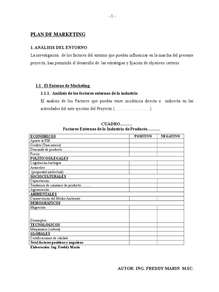 Plantilla Plan de Marketing | PDF | Marketing | Mercado (economía)