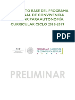 Documento Base Del Programa Nacional de Convivencia Escolar Para Autonomia Curricular 2018 2019