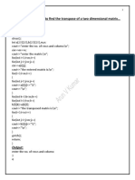 Write A Programme To Find The Transpose of A Two Dimensional Matrix