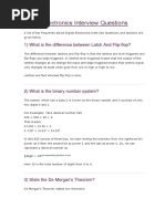 Digital Electronics Interview Questions: 1) What Is The Difference Between Latch and Flip-Flop?