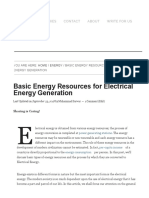 Basic Energy Resources For Electrical Energy Generation
