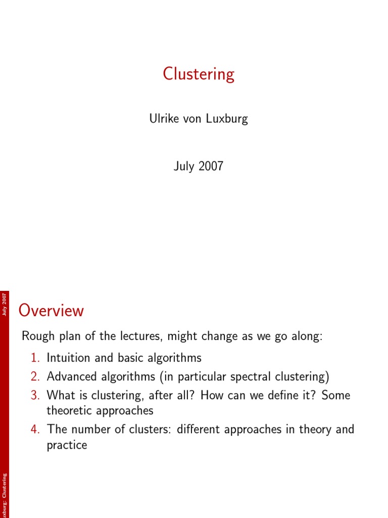 SpectralClustering Lectures | PDF | Cluster Analysis | Eigenvalues And ...
