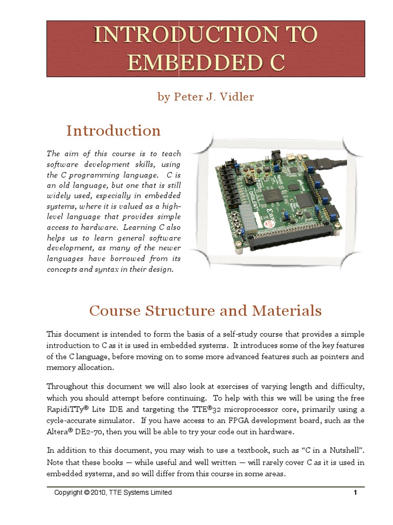 Introduction To Embedded C: by Peter J. Vidler | PDF