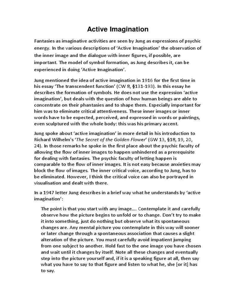 Handout Active Imagination PDF Imagination Carl Jung