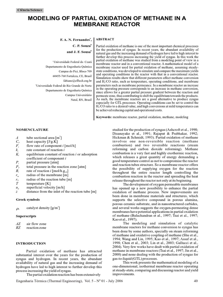 Modeling of Partial Oxidation of Methane PDF | PDF | Gas To Liquids ...