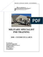 Military Specialist PSD Training: 2008 - Course Syllabus