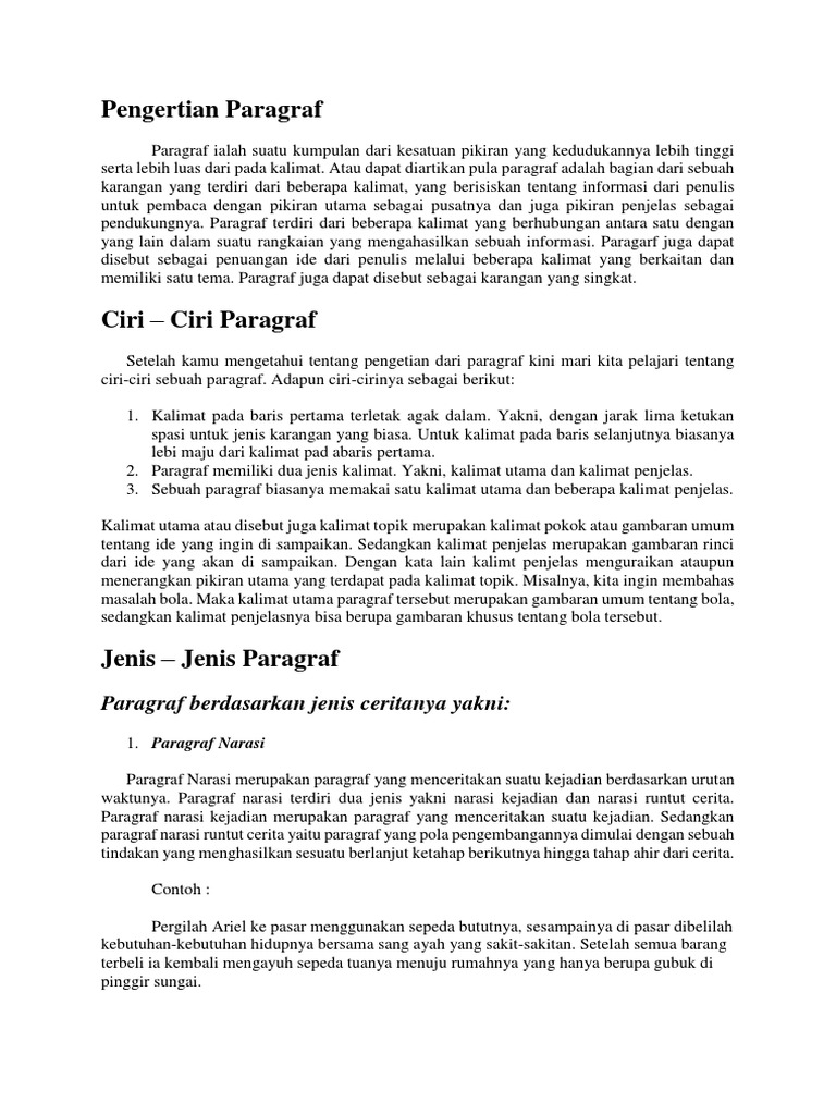 Pengertian Paragraf