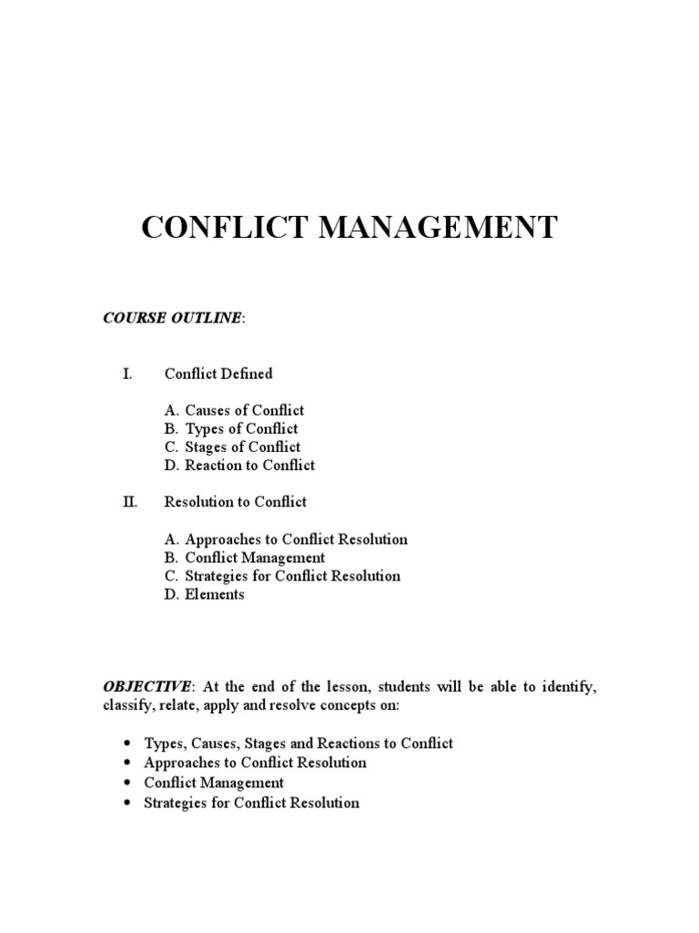 Conflict Management Course Overview | PDF | Defence Mechanisms ...