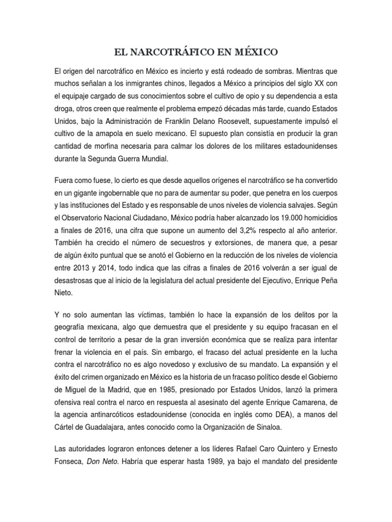 Narcotráfico en México: Historia y Violencia | PDF | Comercio ilegal de ...