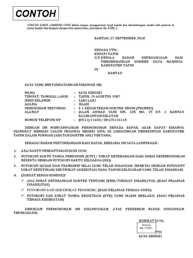 Format Surat Lamaran Dan Lampiran