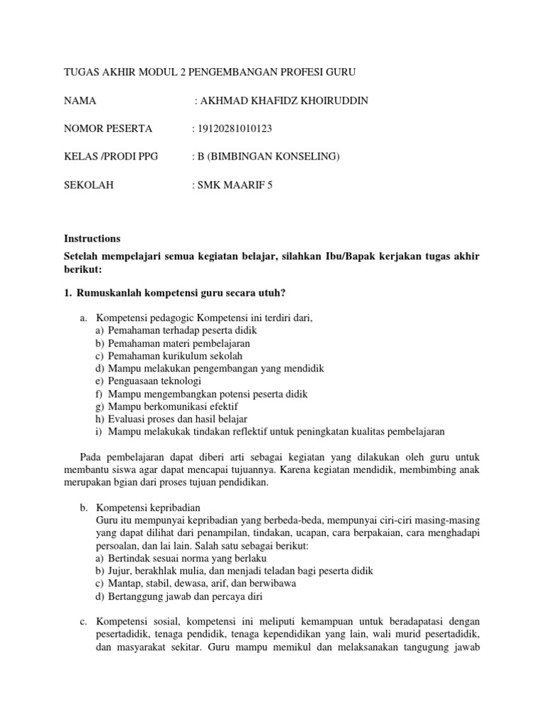 Tugas Akhir M2 Pengembangan Profesi Guru Docx