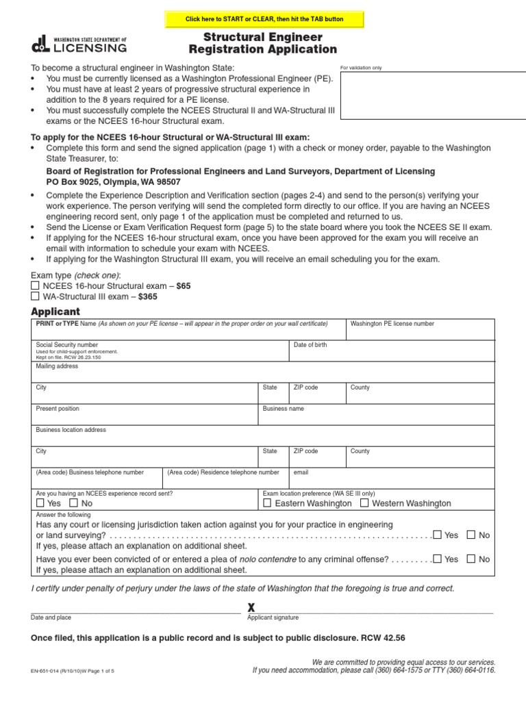 Structural Engineer Registration Application PDF Licensure Engineer