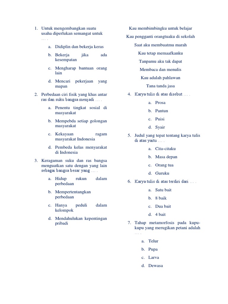 Download Gratis Gambar Soal Tema 6 Terkeren by Cikimm.com