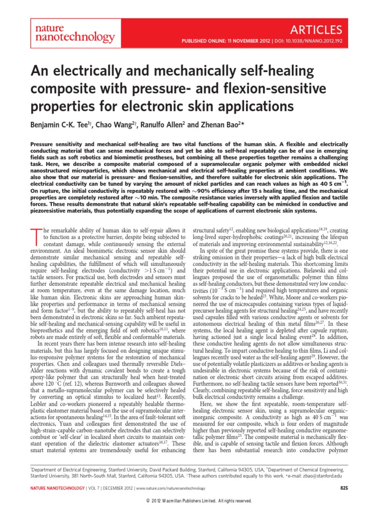 An Electrically and Mechanically Self-Healing Composite With Pressure ...