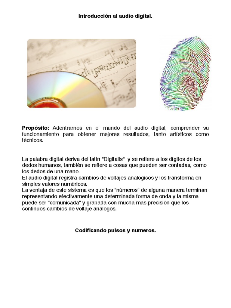 Introduccion Al Audio Digital | PDF | Muestreo (procesamiento de señal ...