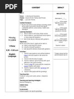 Class/ Time/ Subject Content Impact