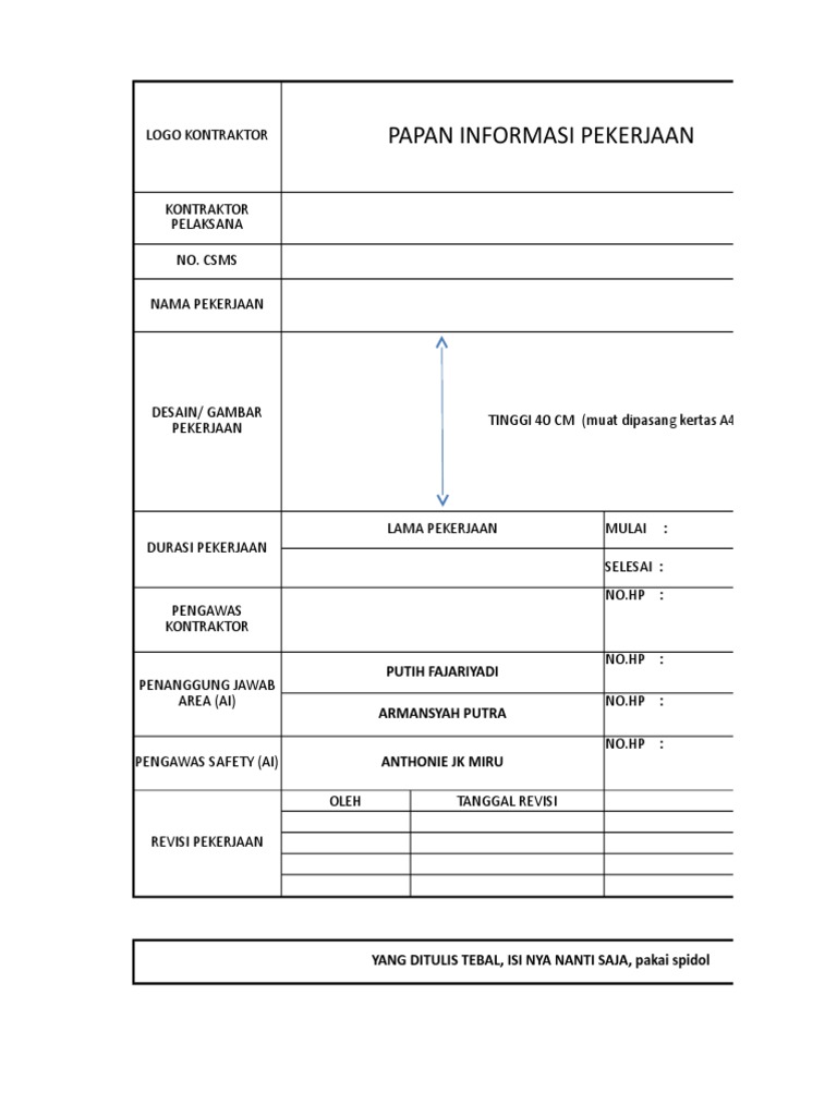 Desain Papan Informasi Proyek Konstruksi | PDF
