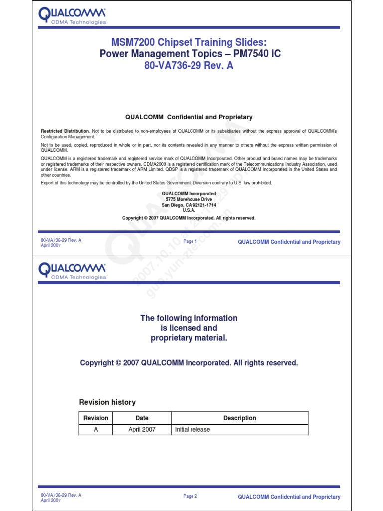 80-Va736-29 Msm7200 Chipset Training Power Management Topics - Pm7540 ...