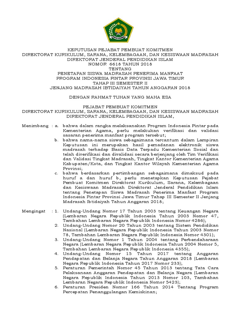 SK Pip Mi Tahap Iii Provinsi Jawa Timur PDF