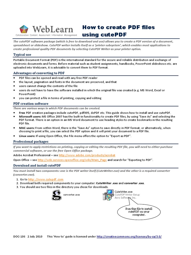 How To Create PDF Files Using Cutepdf Typical Use PDF