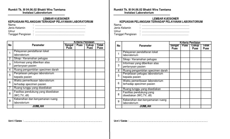 Lembar Kuesioner Laboratorium Revisi | PDF