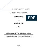 THE COMPANIES ACT, 2017 (XIX of 2017) : Memorandum OF Association OF